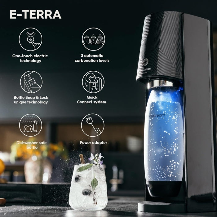 SodaStream E-Terra – 3 Fizz Levels, 60L CO2 & 1L Bottle