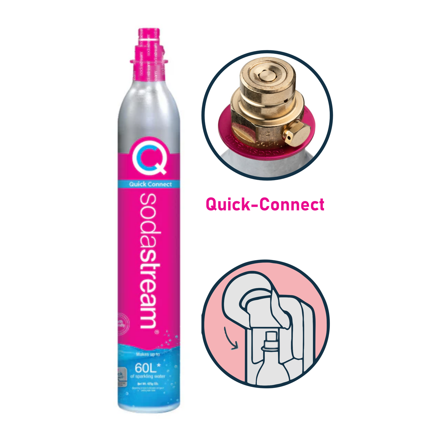(QUICK CONNECT) - CO2 Gas Cylinder Refill 425g - Makes up to 60L Sparkling Water