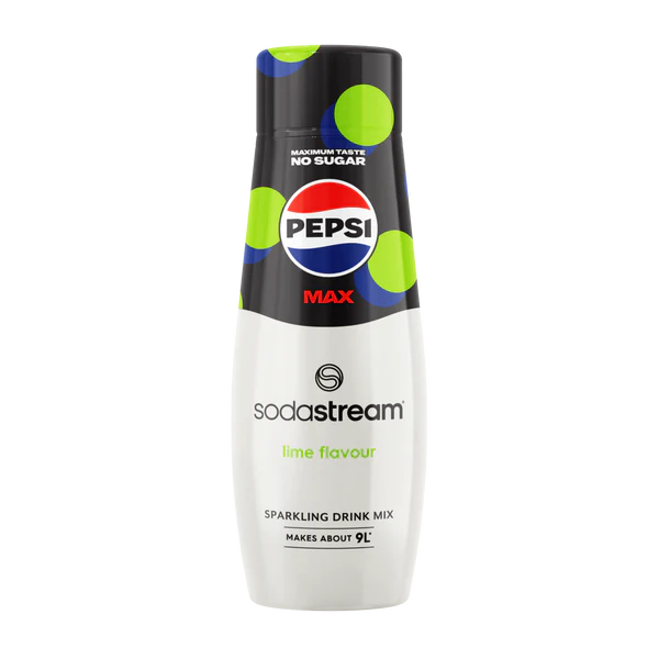 SodaStream Pepsi Max sparkling drink mix bottle on a white background