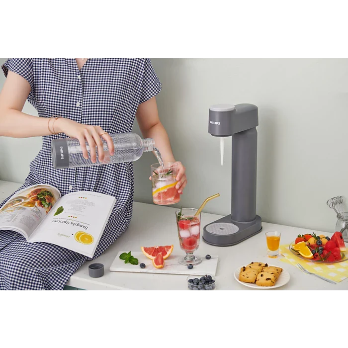 Philips GoZero LITE Soda maker +Bottle +CO2 Cylinder - Grey